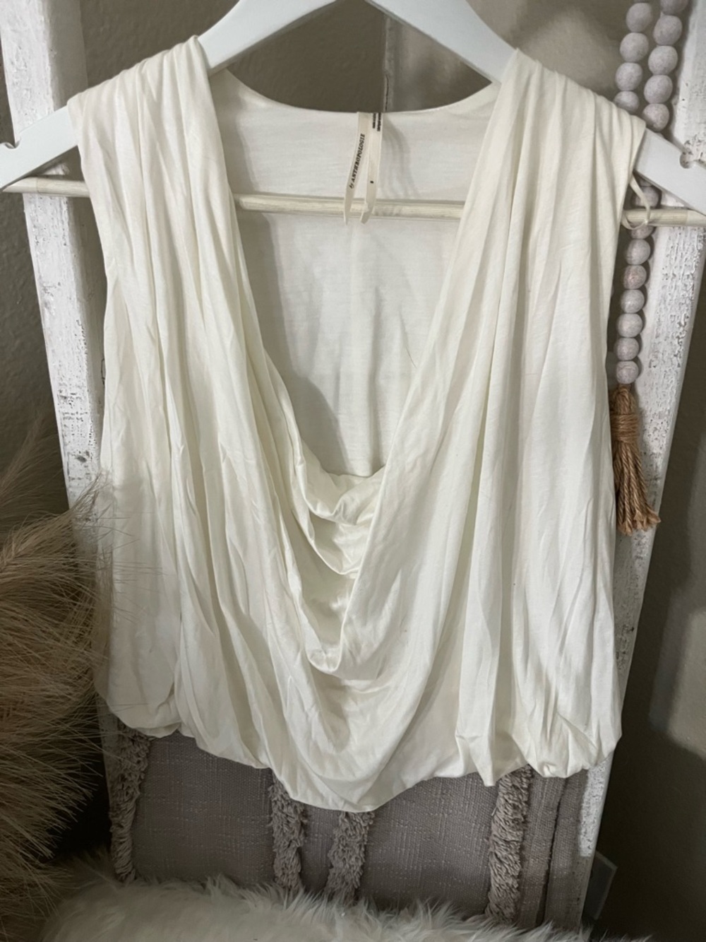 Anthropologie Draped Cowl Neck Sleeveless Camisole - Cream